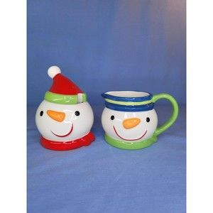 Christmas Sugar Bowl & Creamer Frosty the Snowman Holiday Set